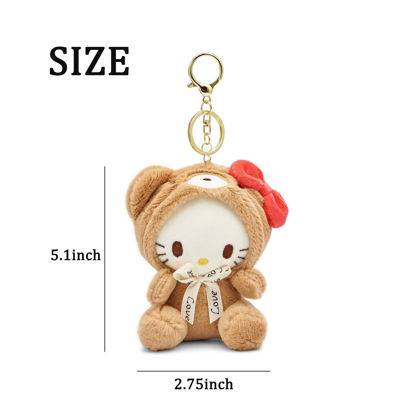 Sicpfuj Plush Keychain 5" Cute Brown Car Charm for Women Girls Size One Size