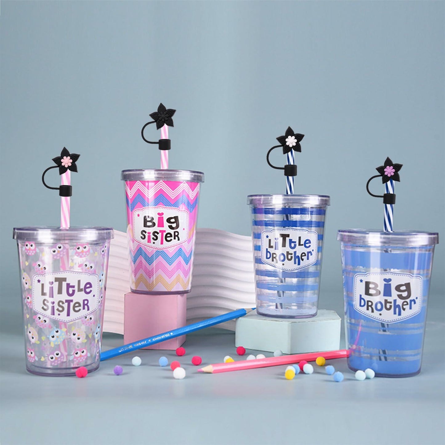 Xyntara Silicone Straw Covers for Stanley 40oz Cups Christmas Style 8pcs