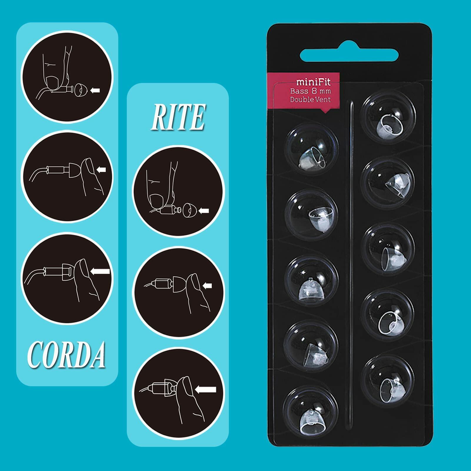 Pokjet Oticon MiniFit Double Vent Bass Hearing Aid Domes 8mm 2 Pack