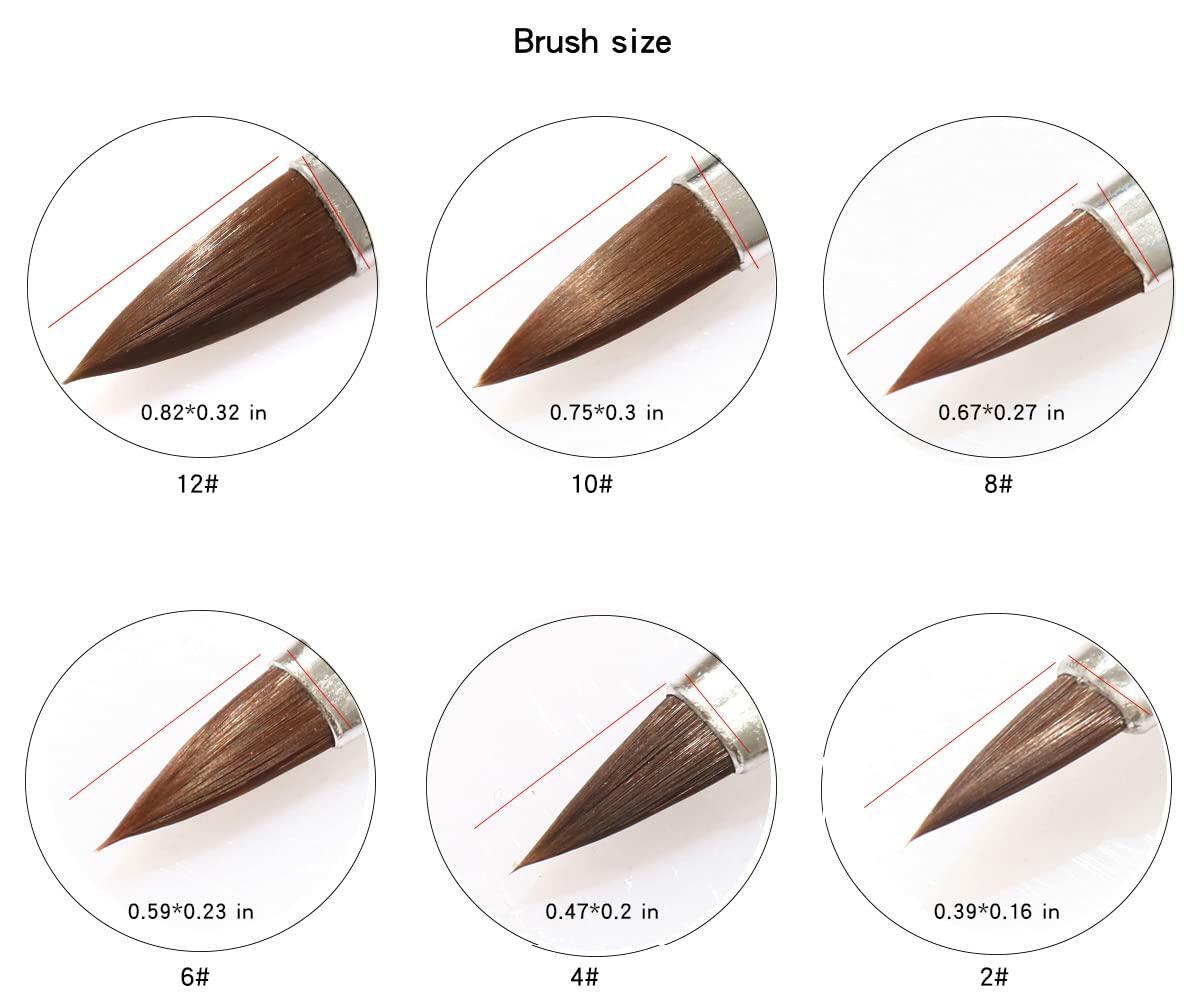cutegodess Nail Art Brush 6PCS Nylon Wood Handle Acrylic Manicure Bronze