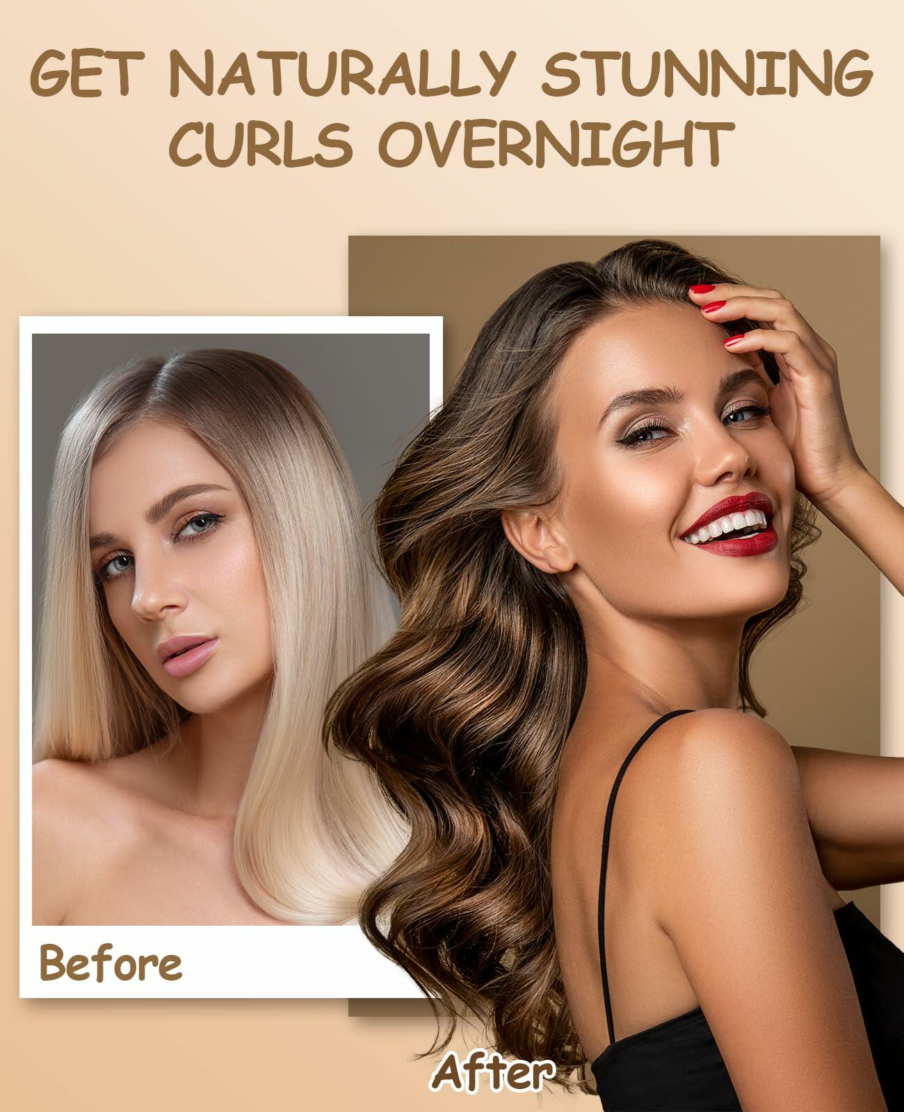 Overnight Heatless Hair Curlers Satin Velvet No Heat Jumbo Rods 3pcs Green