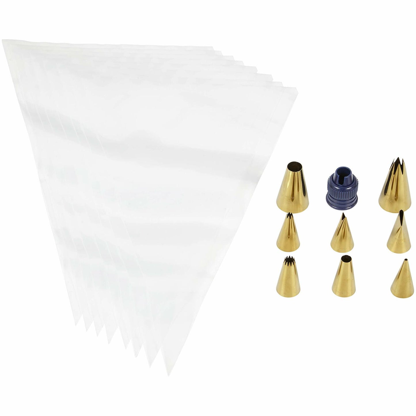Wilton Navy Blue Gold Piping Tips Cake Decorating Set 17-Piece Stainless Steel