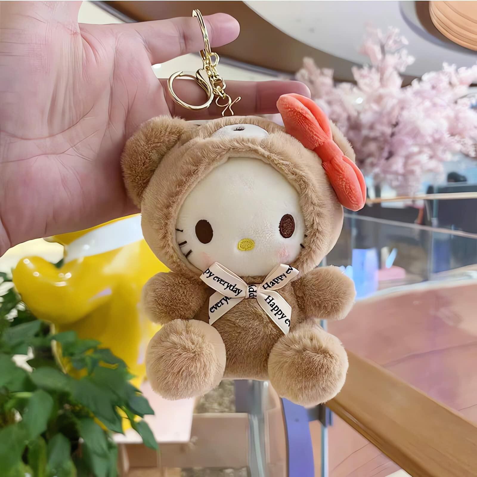 Sicpfuj Plush Keychain 5" Cute Brown Car Charm for Women Girls Size One Size