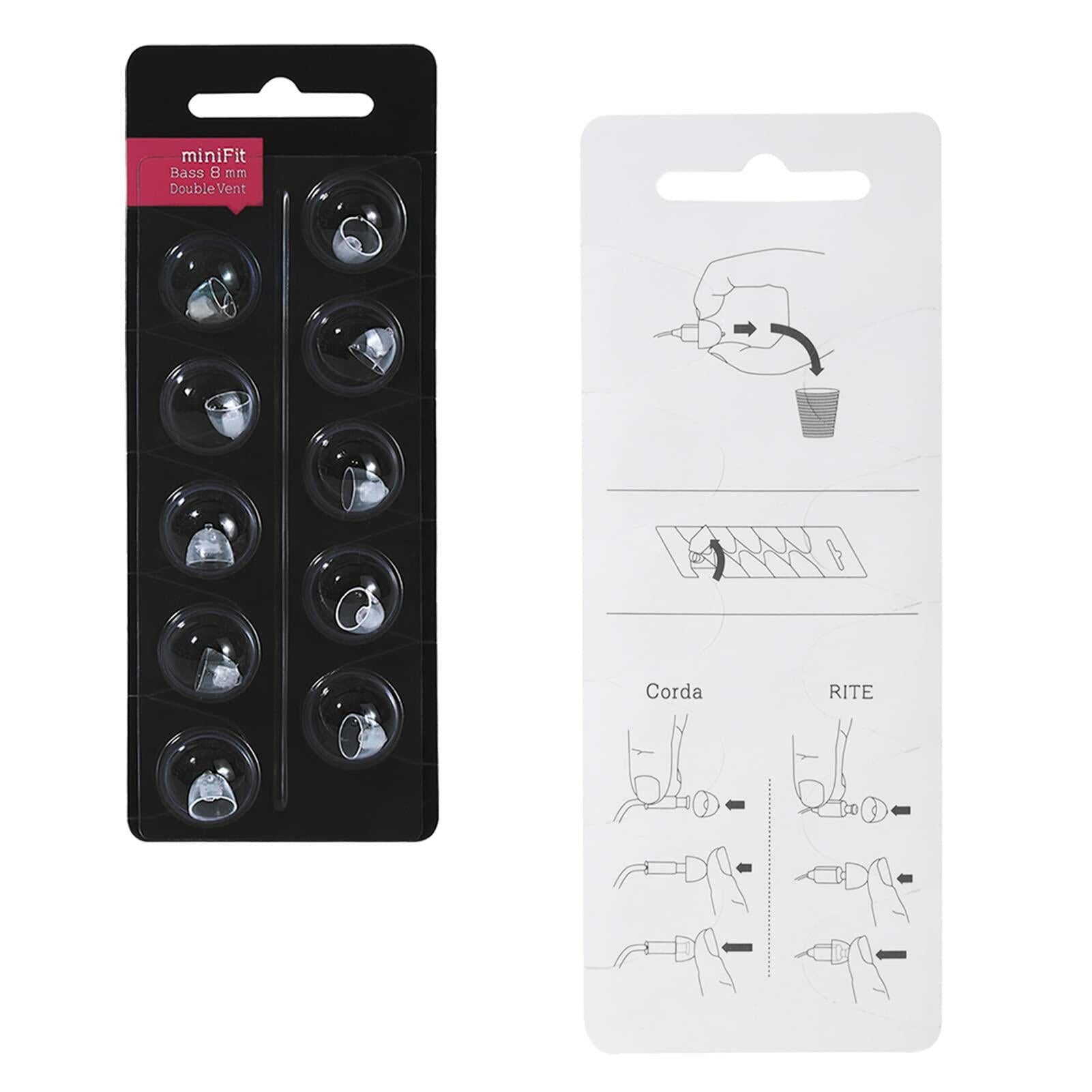 Pokjet Oticon MiniFit Double Vent Bass Hearing Aid Domes 8mm 2 Pack