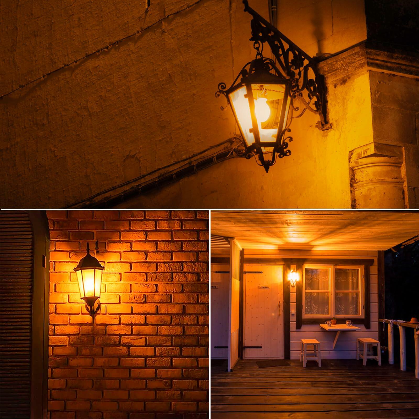 Gonhom Dusk to Dawn Bug Light Bulb Outdoor 10W Amber E26 Base 2 Pack