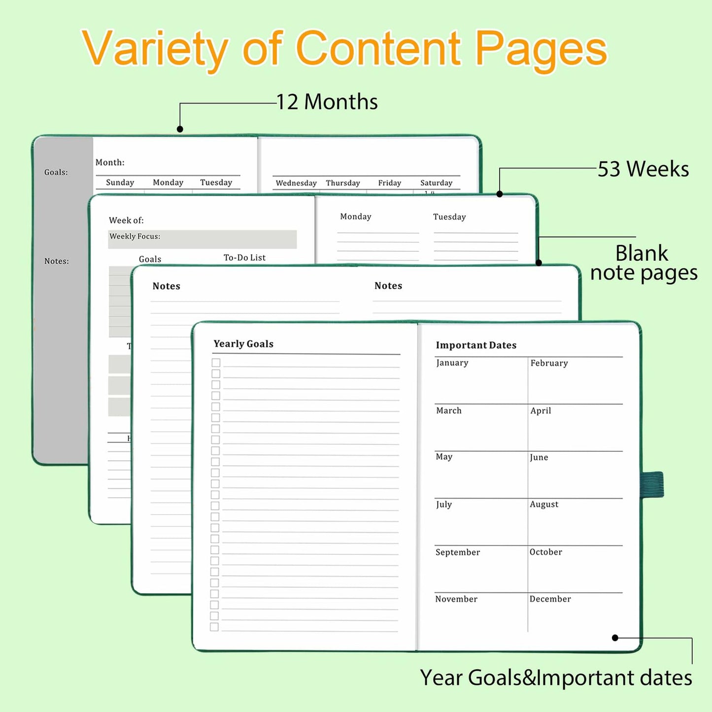 YOJO 2025 A5 Weekly Planner with Goal & Habit Tracker Pink