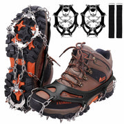 WIN.MAX Shoe Crampons 19 Steel Spikes Anti-Slip Traction Cleats Black Size L