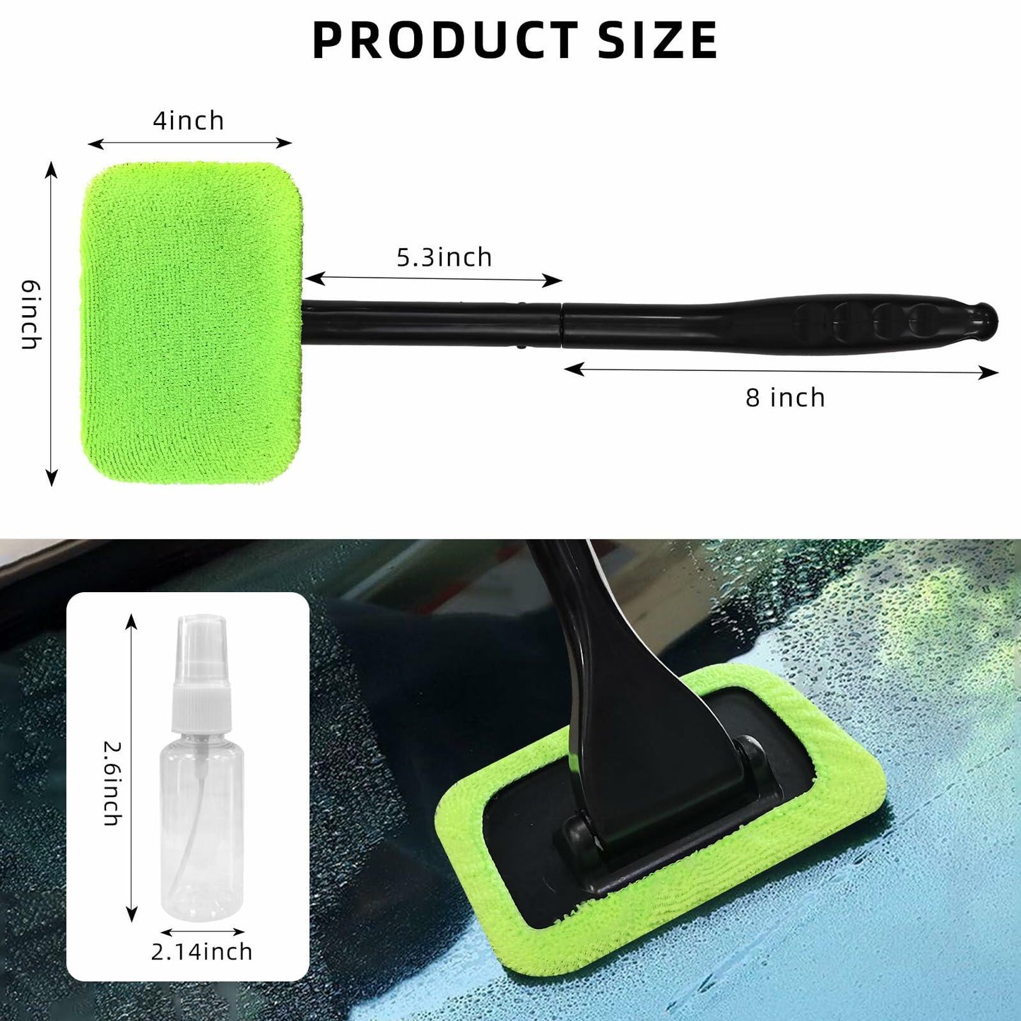 ongfuwu Car Windshield Cleaning Kit Microfiber Pads Spray Bottle