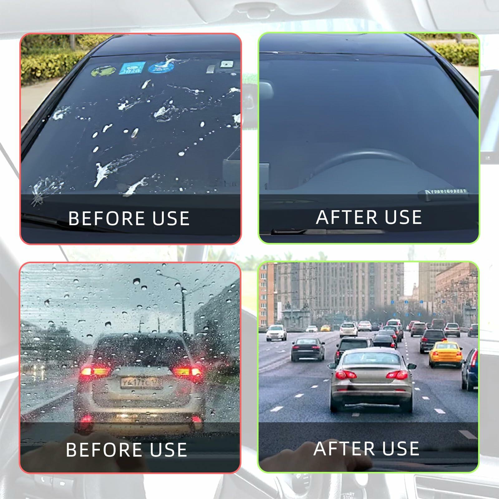 ongfuwu Car Windshield Cleaning Kit Microfiber Pads Spray Bottle