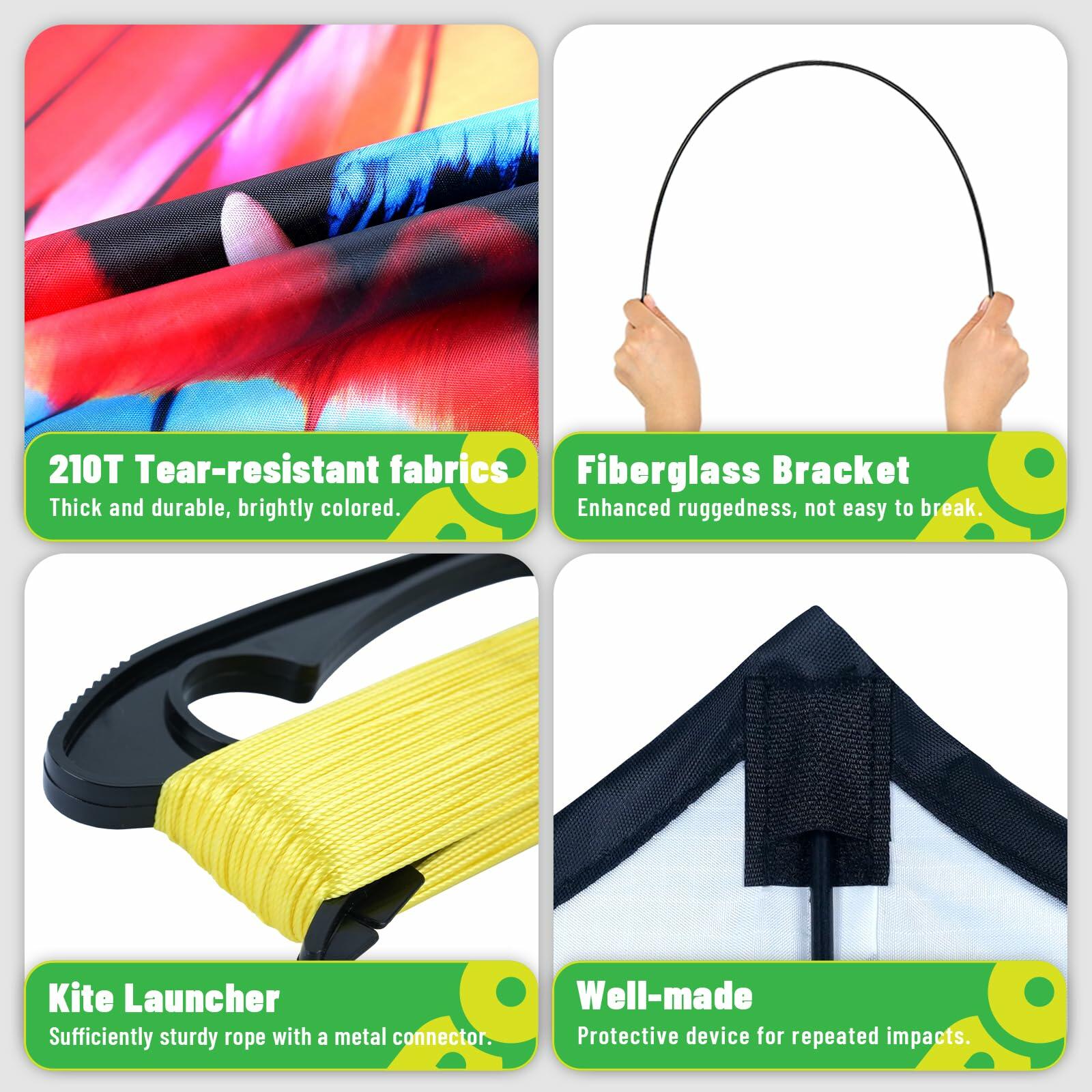 DoinFly Butterflys Kids Kite Easy Fly w/ 328ft Line & Winder Red 1 Pack