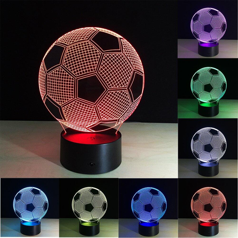 Ticent Soccer 3D Illusion Night Light 7 Color Touch Switch Plastic 5V