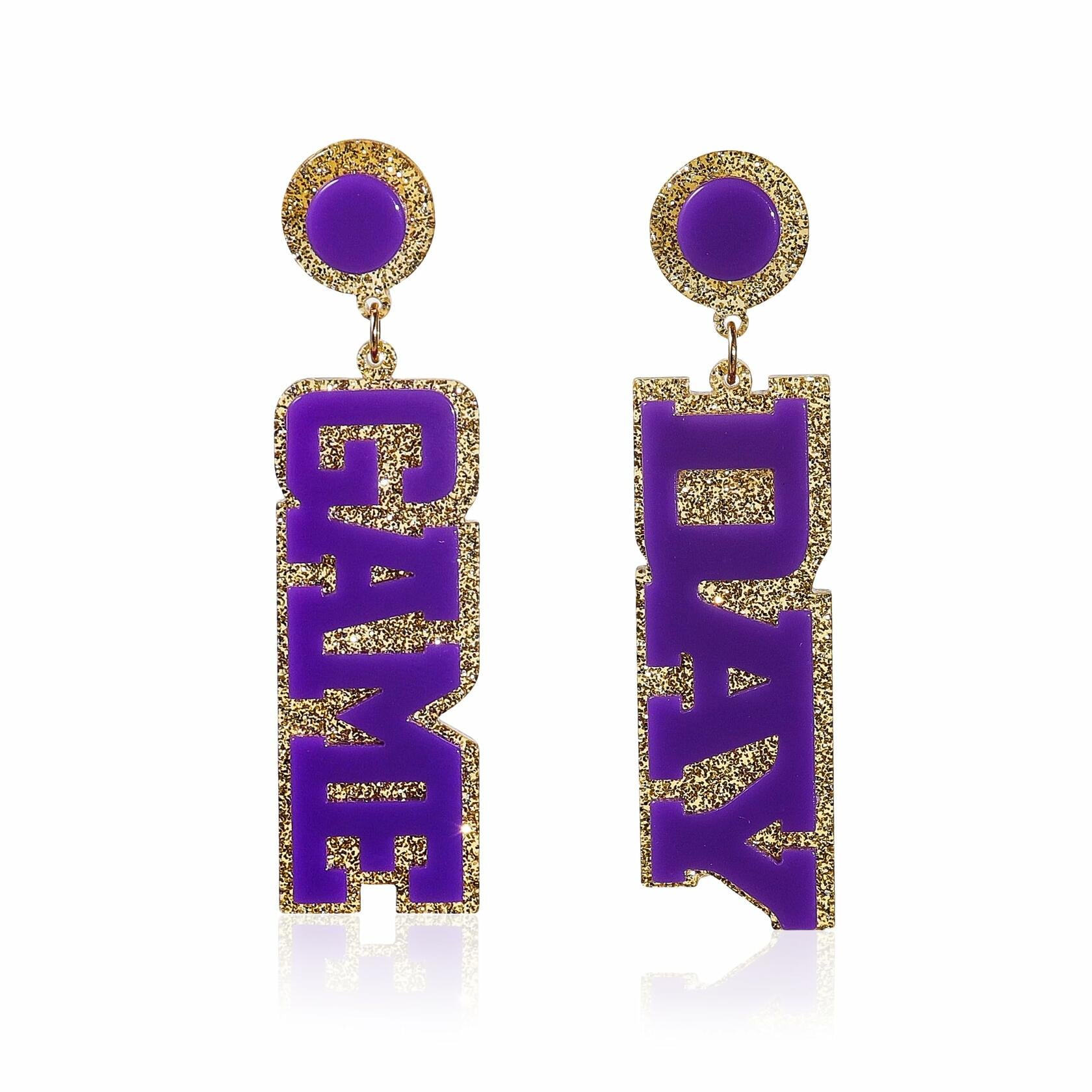 Fuqimanman2020 Acrylic Game Day Sports Letter Dangle Earrings Colorful
