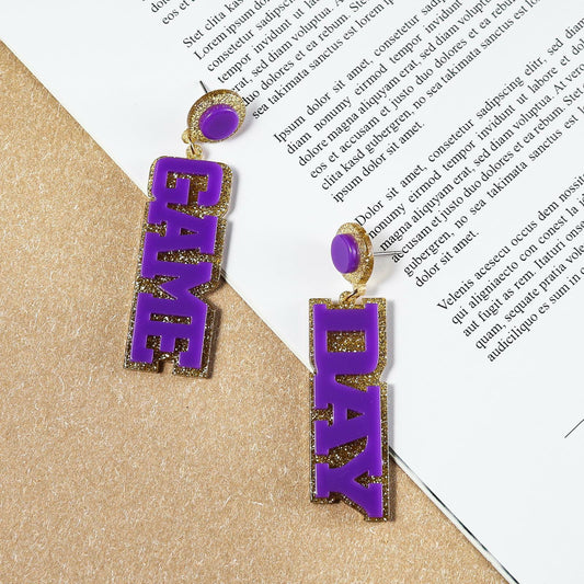 Fuqimanman2020 Acrylic Game Day Sports Letter Dangle Earrings Colorful