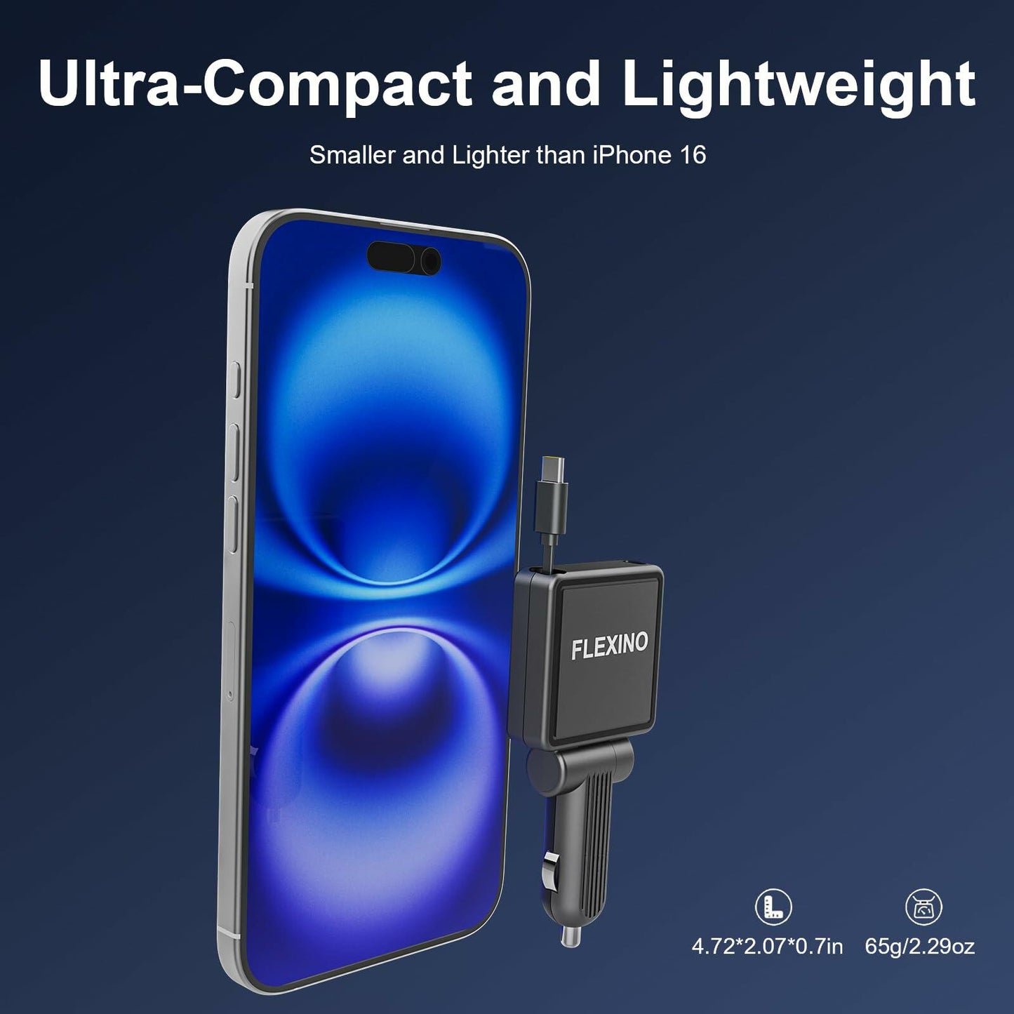 Flexino Ultra-Slim 3-Port USB C Car Charger Black 2 Pack for iPhone Galaxy Pixel