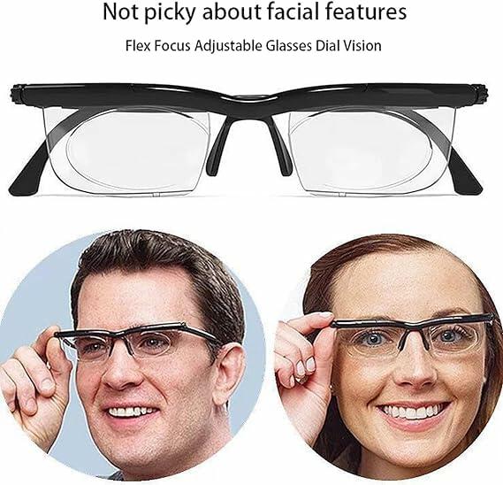 Generic Flex Focal Adjustable Glasses Dial Vision Black Blue Light Filter
