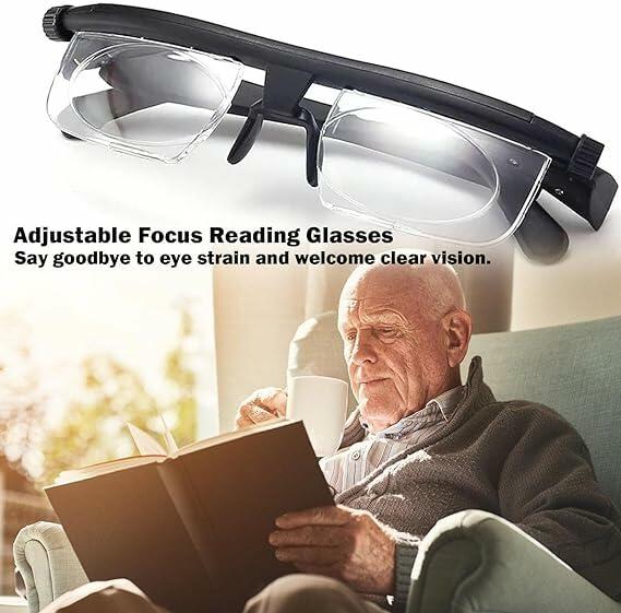 Generic Flex Focal Adjustable Glasses Dial Vision Black Blue Light Filter
