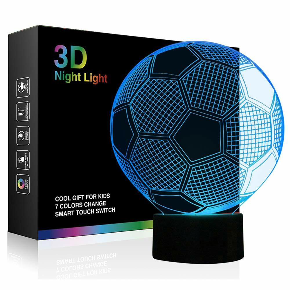 Ticent Soccer 3D Illusion Night Light 7 Color Touch Switch Plastic 5V