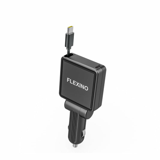 Flexino Ultra-Slim 3-Port USB C Car Charger Black 2 Pack for iPhone Galaxy Pixel