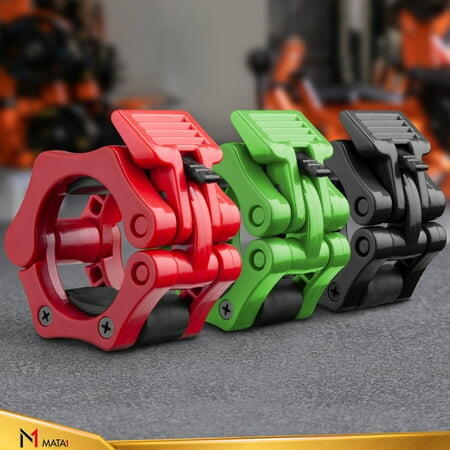 Mata1-USA Olympic Barbell Clips 2 Inch Black Set of 2 Weight Clamps