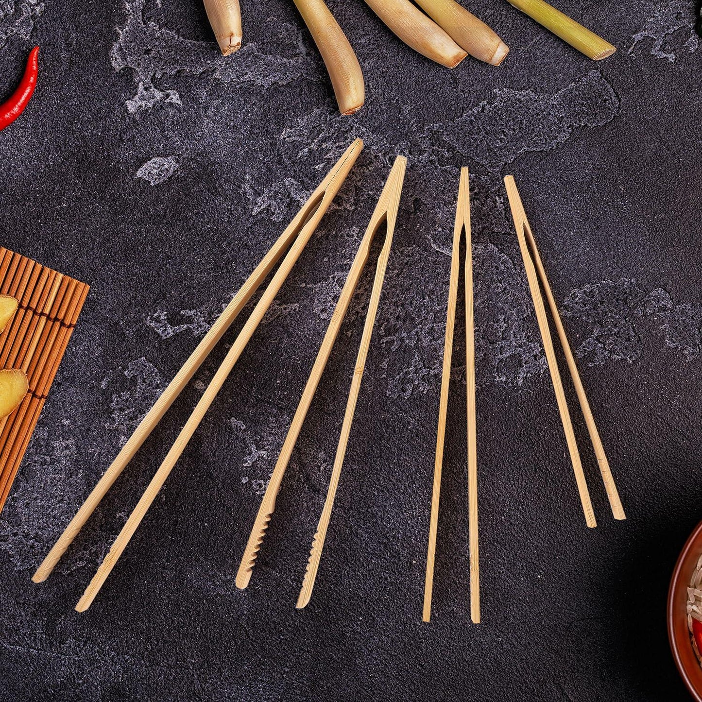 YIVCKOM Bamboo Toaster Tongs 8 Inch Natural Colour Wooden Kitchen Utensil