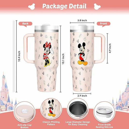 Cozyzoe Insulated Stainless Steel Mouse Tumbler with Straw Lid 40oz White