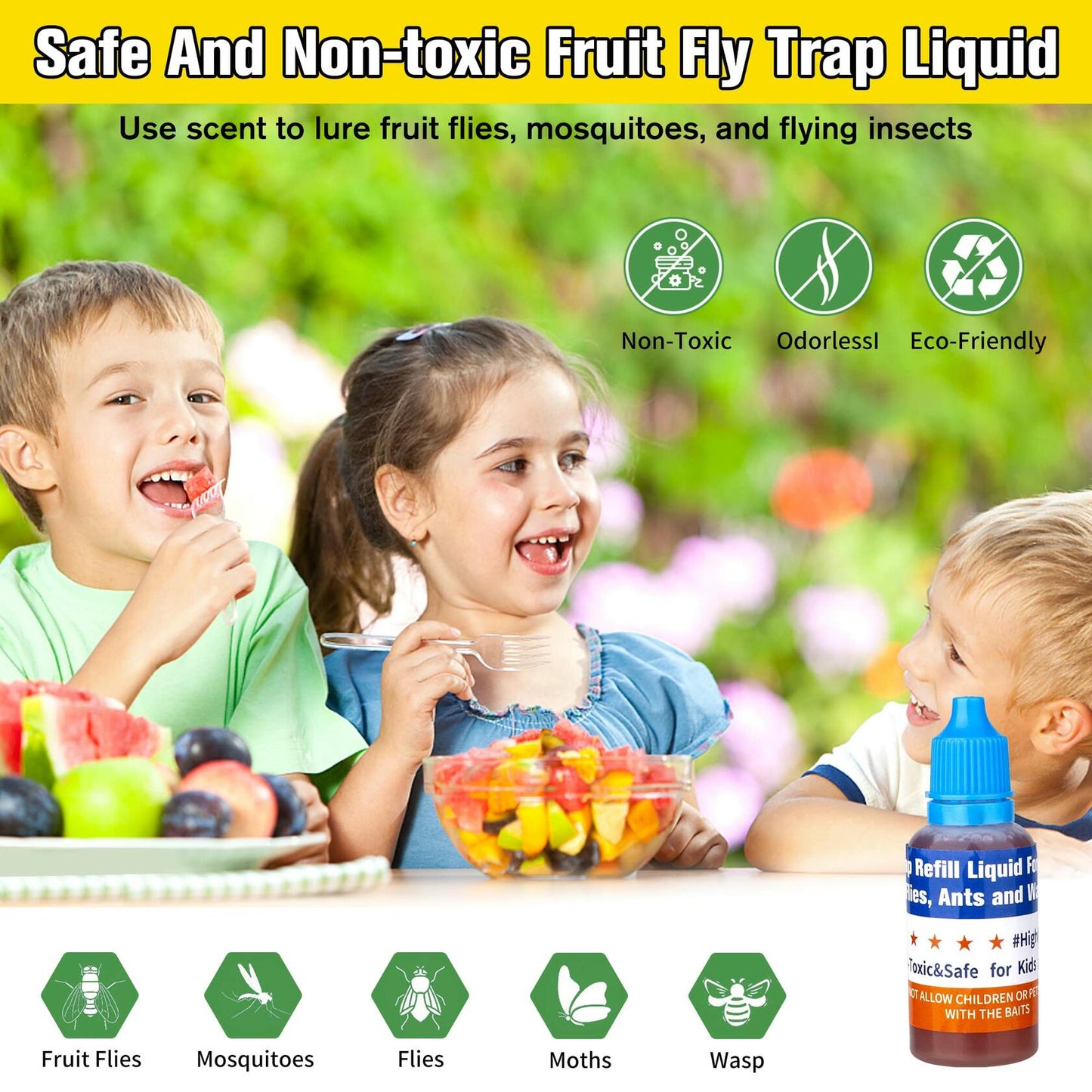 ENERJARY Fruit Fly Trap Refills Liquid Indoor Kitchen 4 Pack 4 Bottles 30 mL
