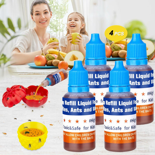 ENERJARY Fruit Fly Trap Refills Liquid Indoor Kitchen 4 Pack 4 Bottles 30 mL