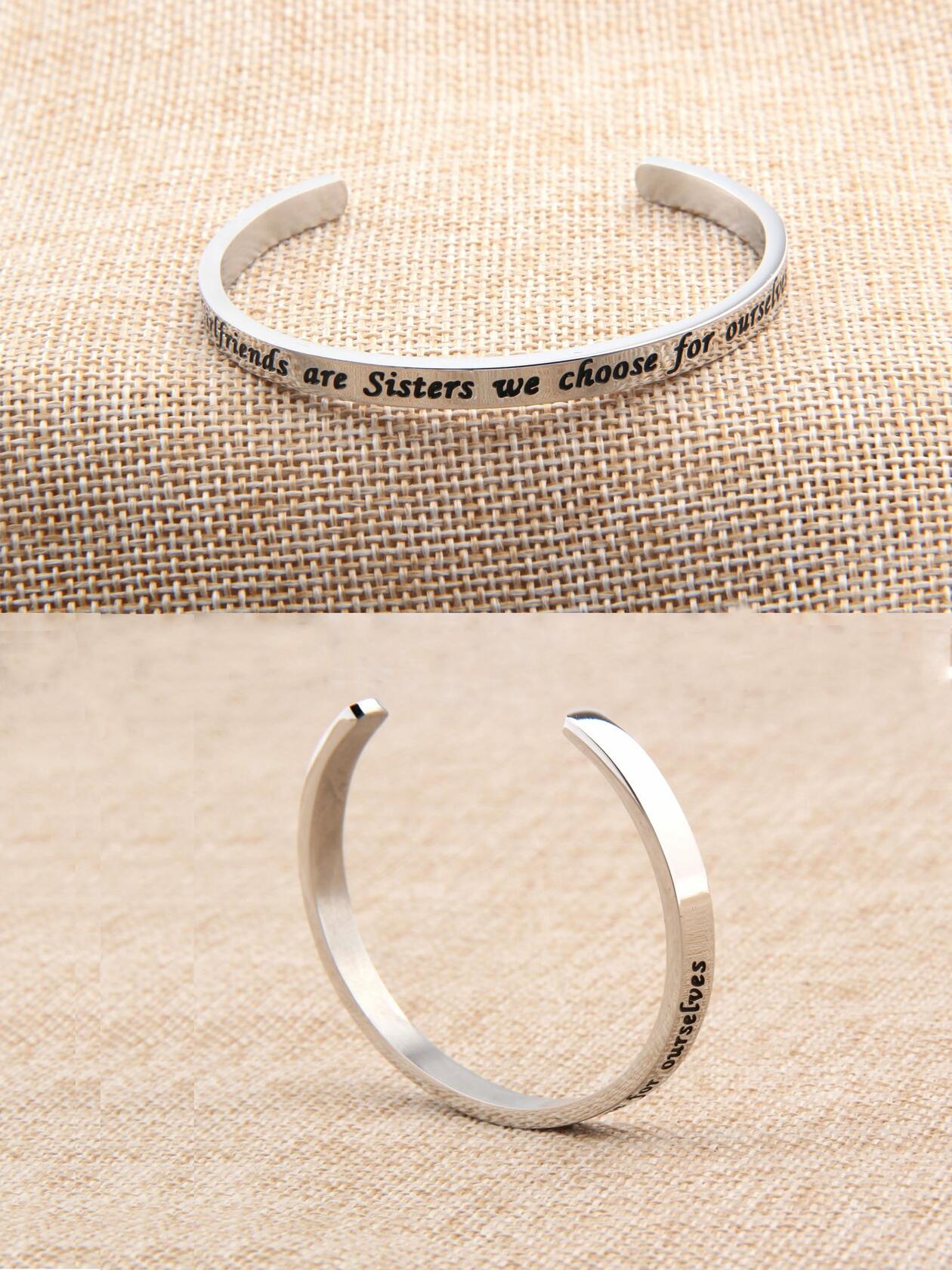 FEELMEM Friendship Cuff Bangle Bracelet Girlfriends Sister Silver