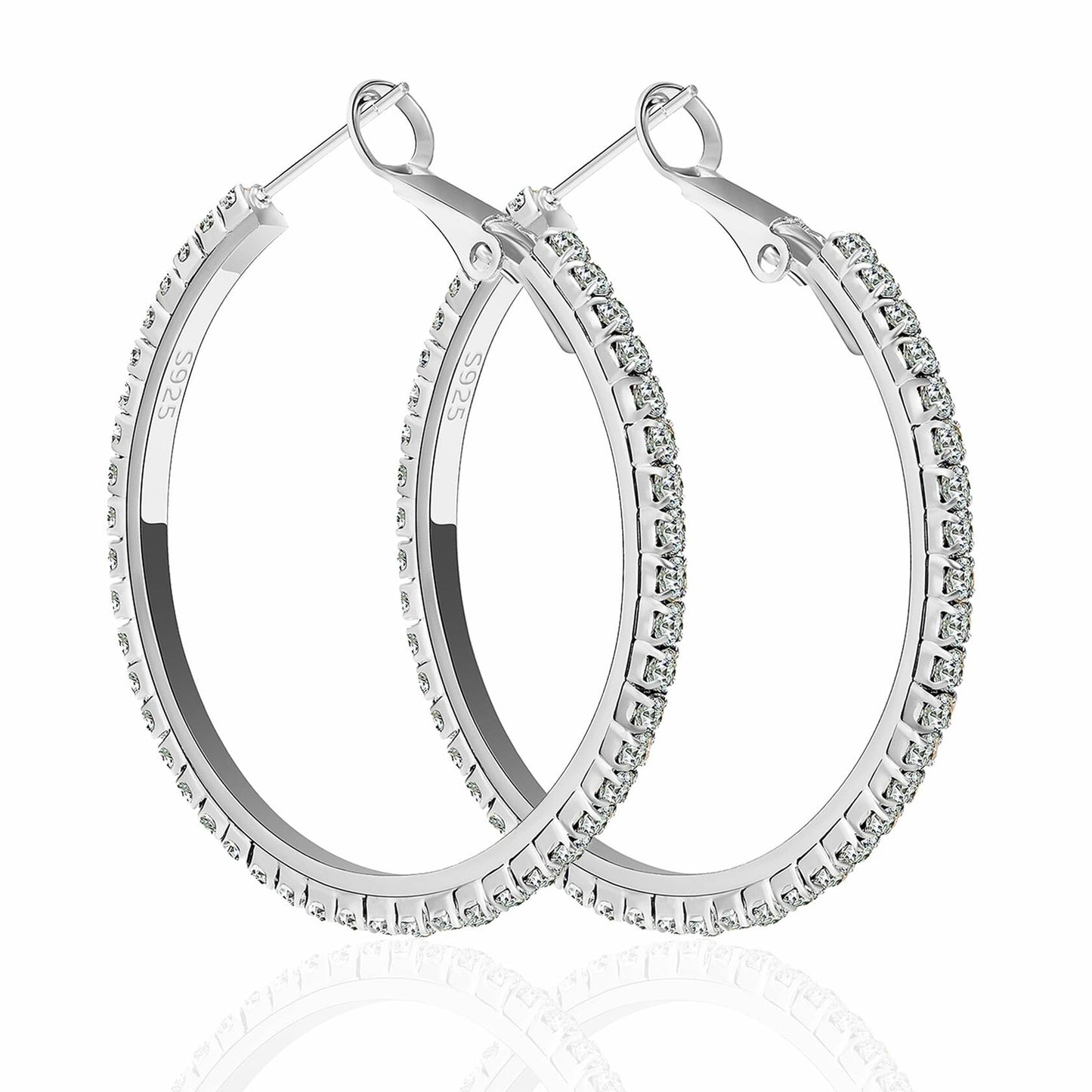 fcaylo 925 Sterling Silver Gold Hoop Earrings Lightweight Hypoallergenic 40mm