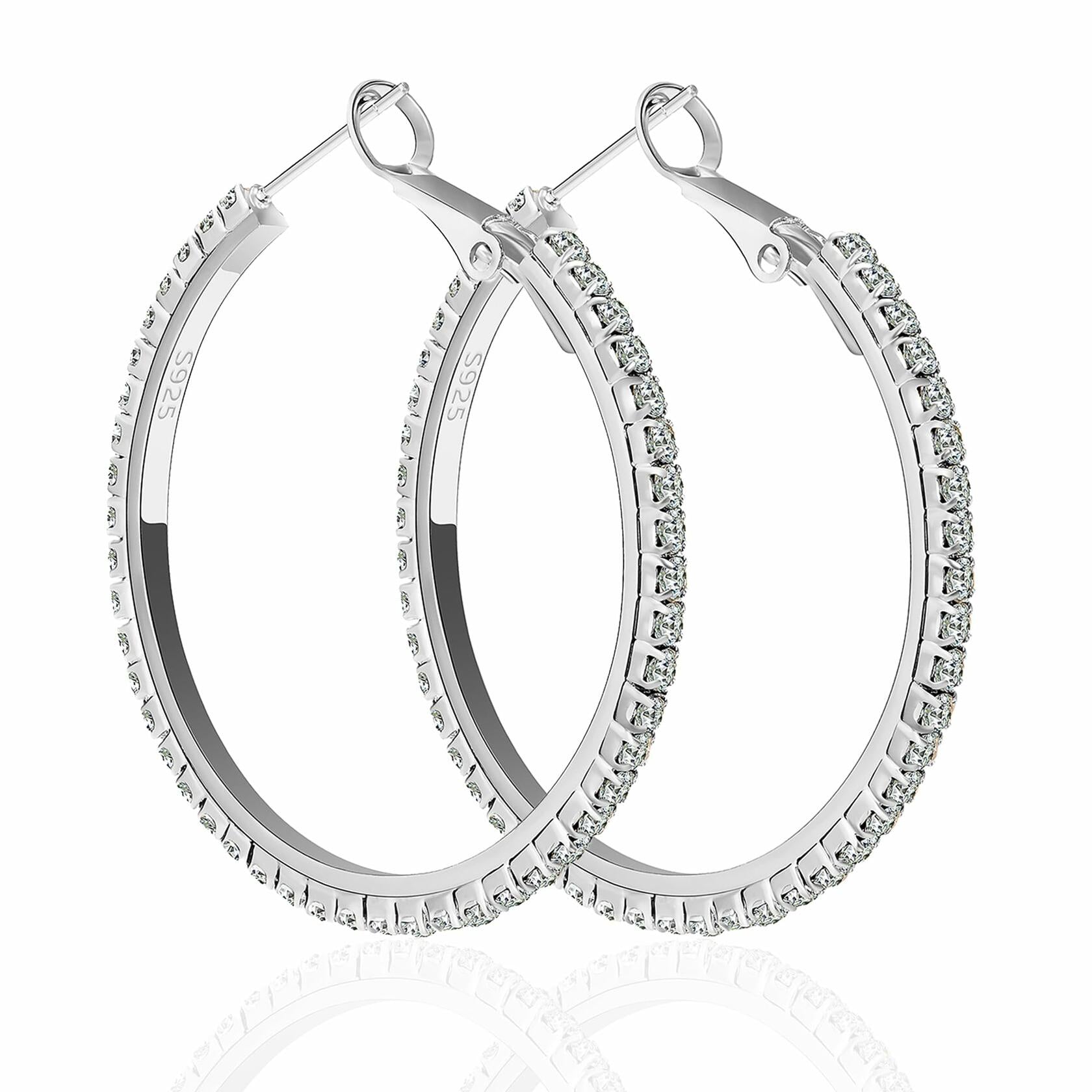 fcaylo 925 Sterling Silver Gold Hoop Earrings Lightweight Hypoallergenic 40mm
