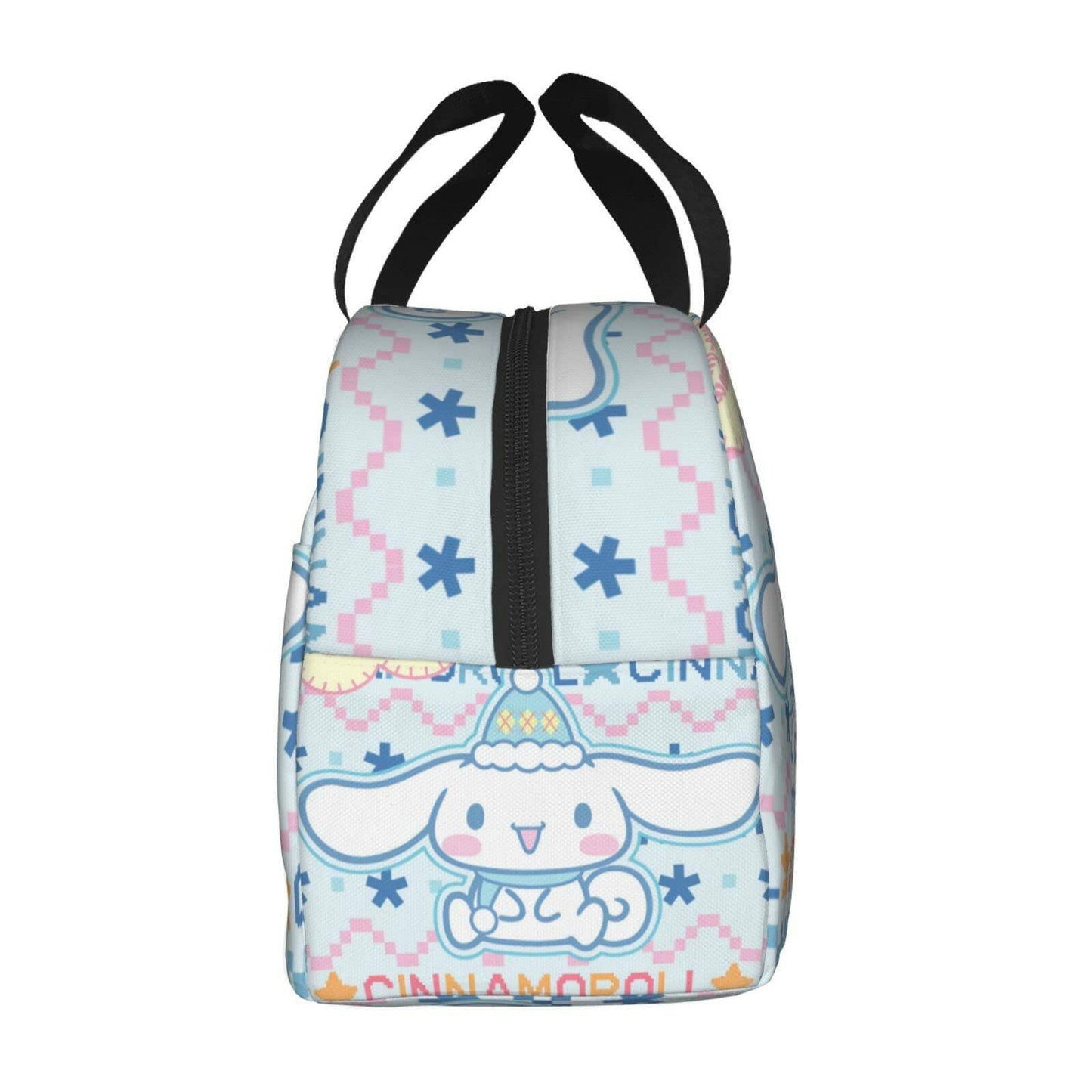 Tamkuaph Insulated Lunch Bag Blue Polyester 8x5.11in Reusable Picnic Travel