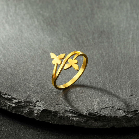 Dreamtimes Butterfly Rings Women Dainty Minimalist Wedding Bands Ring G-6