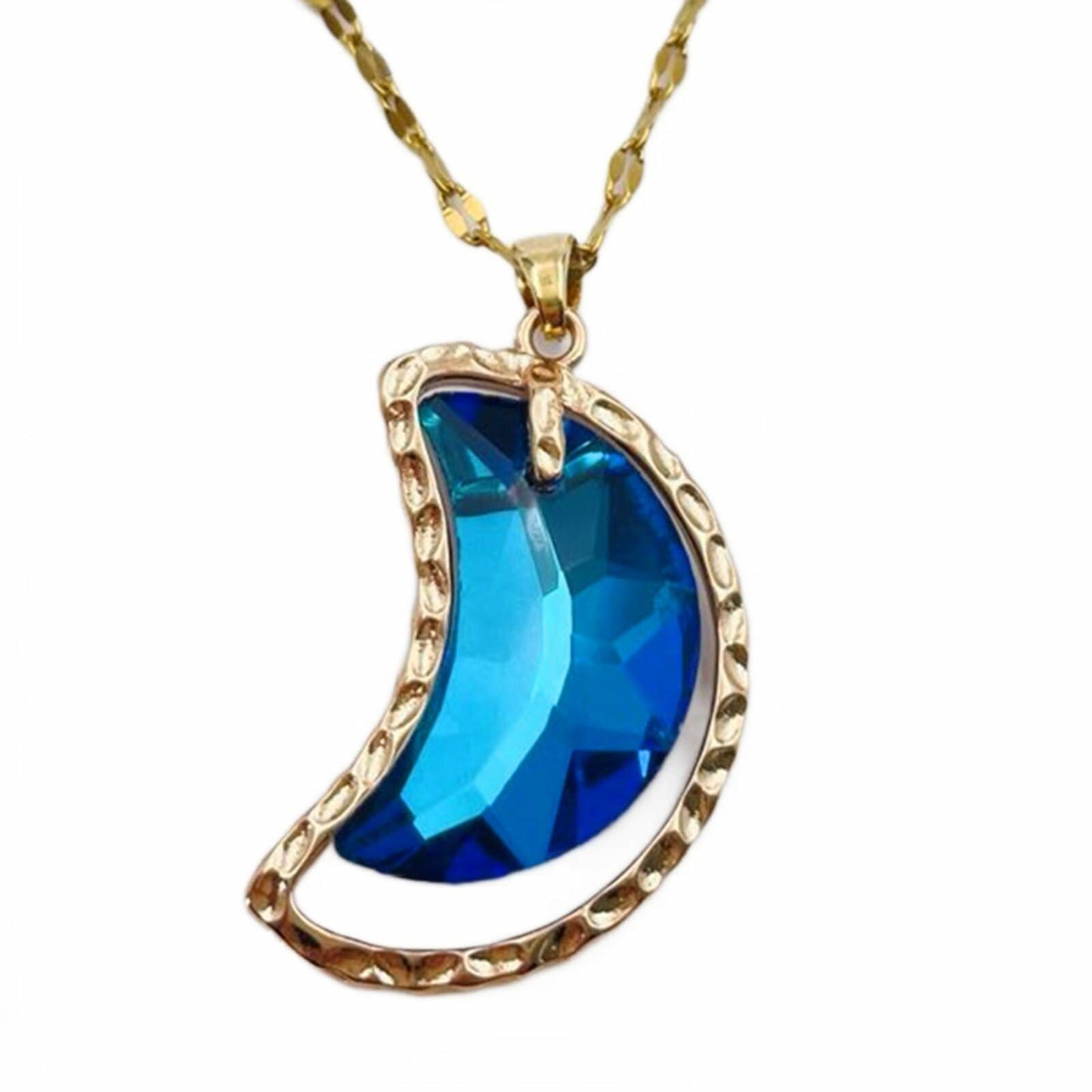 Haowuliao Moon Necklace Women 17x28mm Gold Cable Chain Casual Space