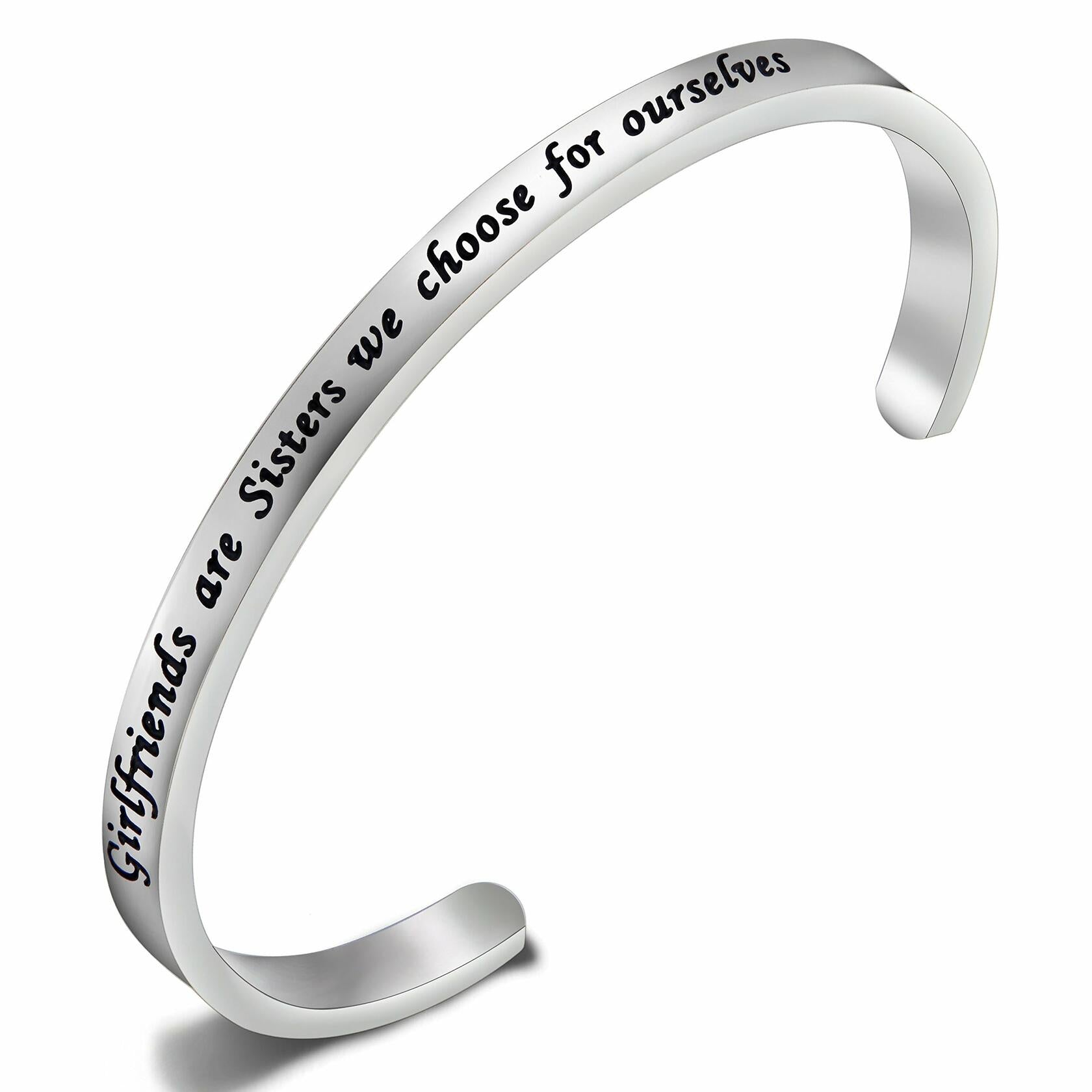FEELMEM Friendship Cuff Bangle Bracelet Girlfriends Sister Silver