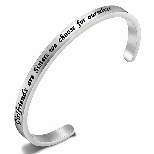 FEELMEM Friendship Cuff Bangle Bracelet Girlfriends Sister Silver