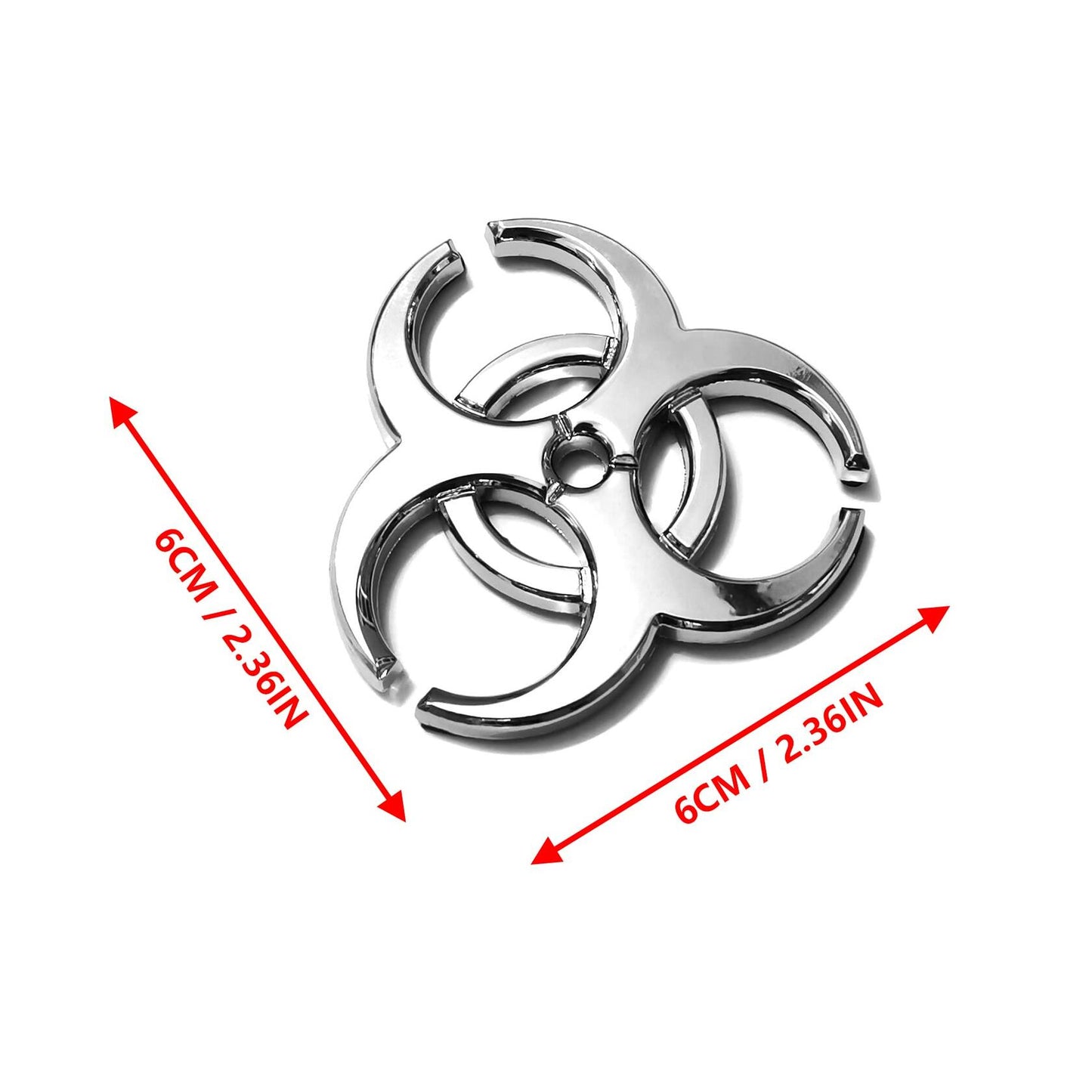 PTDecals 2X 3D Silver Biochemical Marker Car Motorcycle Emblem Sticker