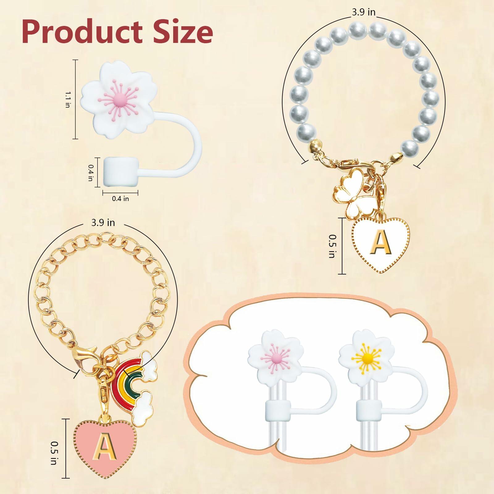 veluvonas Stanley Cup Straw Cover 30&40oz 10mm 2PCS + Letter A Charms