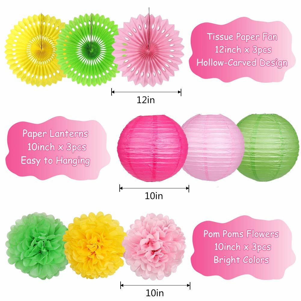 YUNXUAN Flamingo Pineapple Party Decorations Paper Lanterns Fans Pom Poms