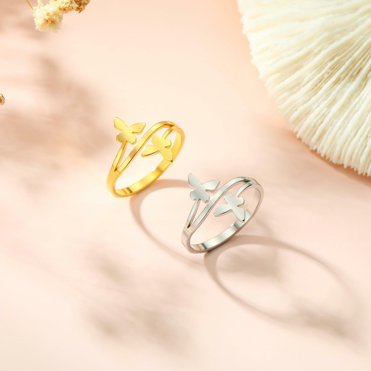 Dreamtimes Butterfly Rings Women Dainty Minimalist Wedding Bands Ring G-6