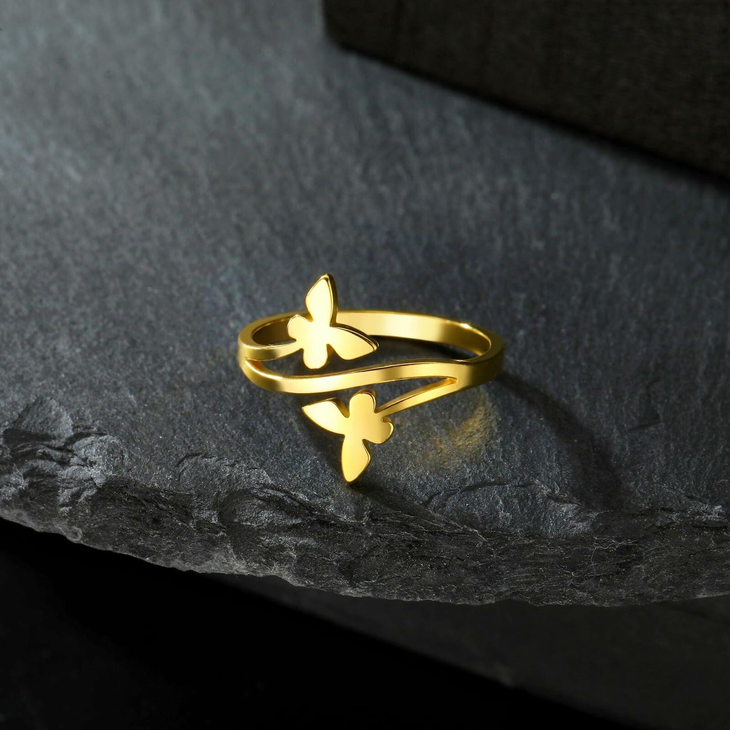 Dreamtimes Butterfly Rings Women Dainty Minimalist Wedding Bands Ring G-6