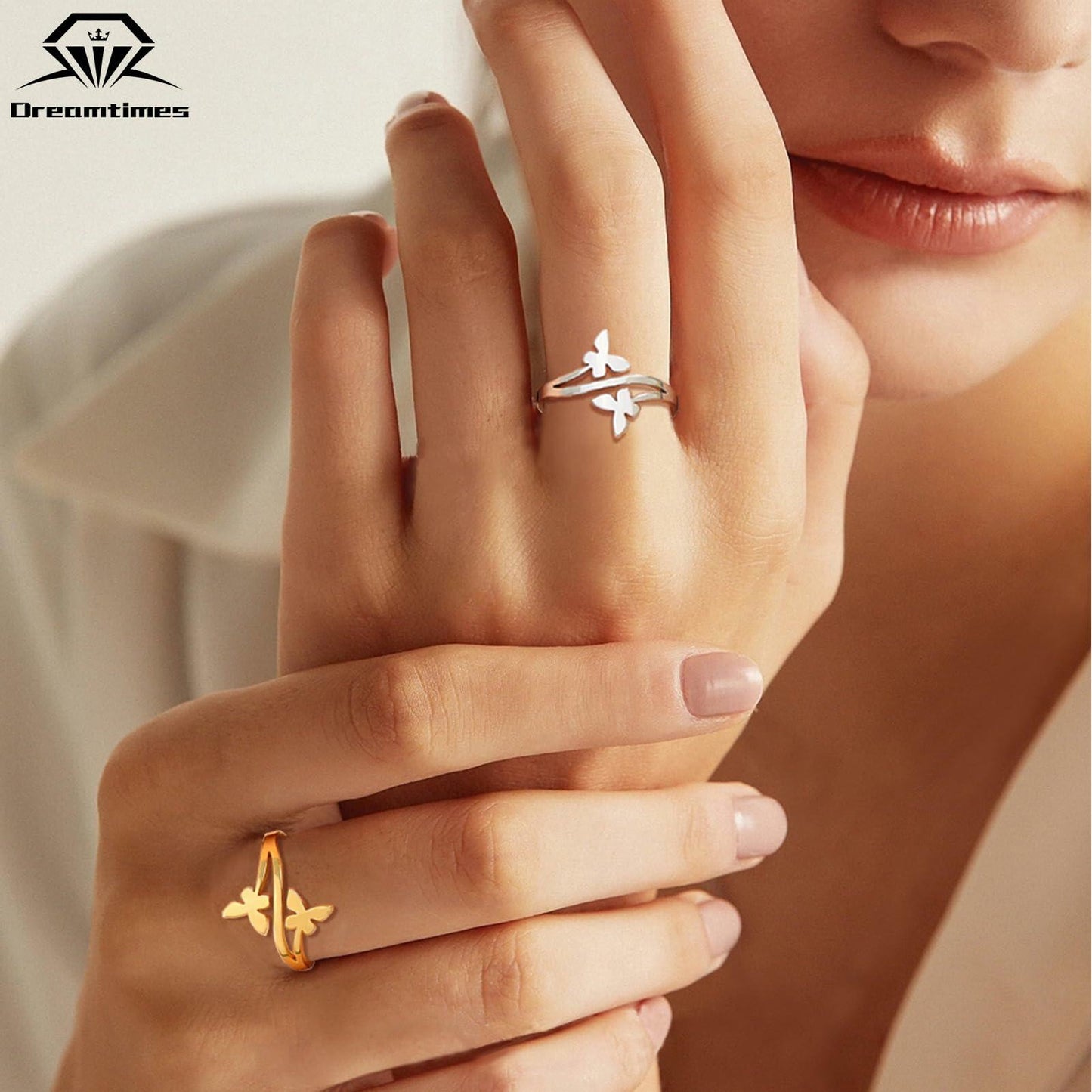 Dreamtimes Butterfly Rings Women Dainty Minimalist Wedding Bands Ring G-6
