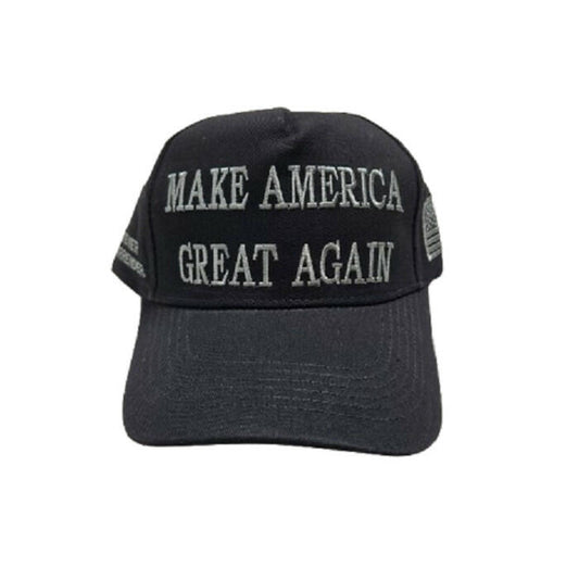 Dark MAGA Trump USA Flag Never Surrender Baseball Cap Hat Black