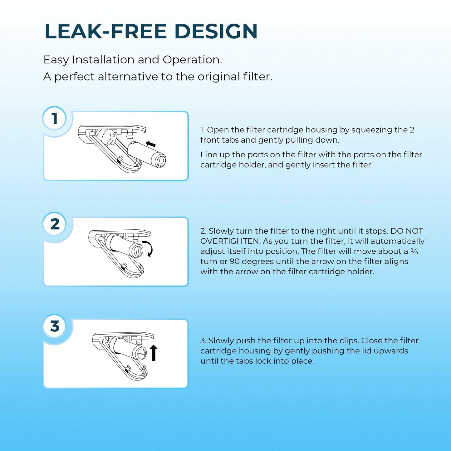 Crystala Filters XWF Replacement for GE Refrigerator Water Filter 3 Pack