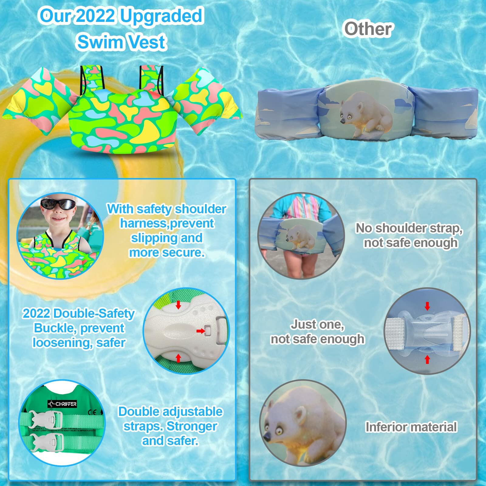 Chriffer Kids Swim Vest 30-55lbs Toddler Life Jacket Floaties Arm Wings