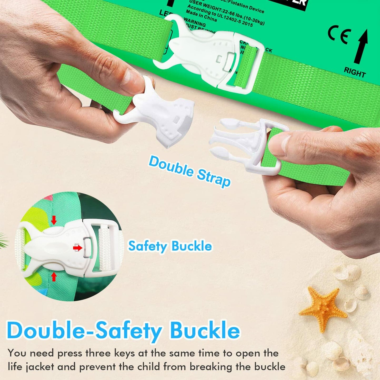 Chriffer Kids Swim Vest 30-55lbs Toddler Life Jacket Floaties Arm Wings