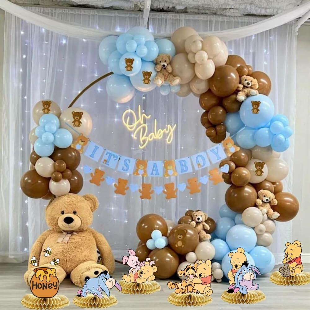 HOTIMO 9PCS Winnie Centerpieces Yellow Paper Honeycomb Birthday Baby Shower