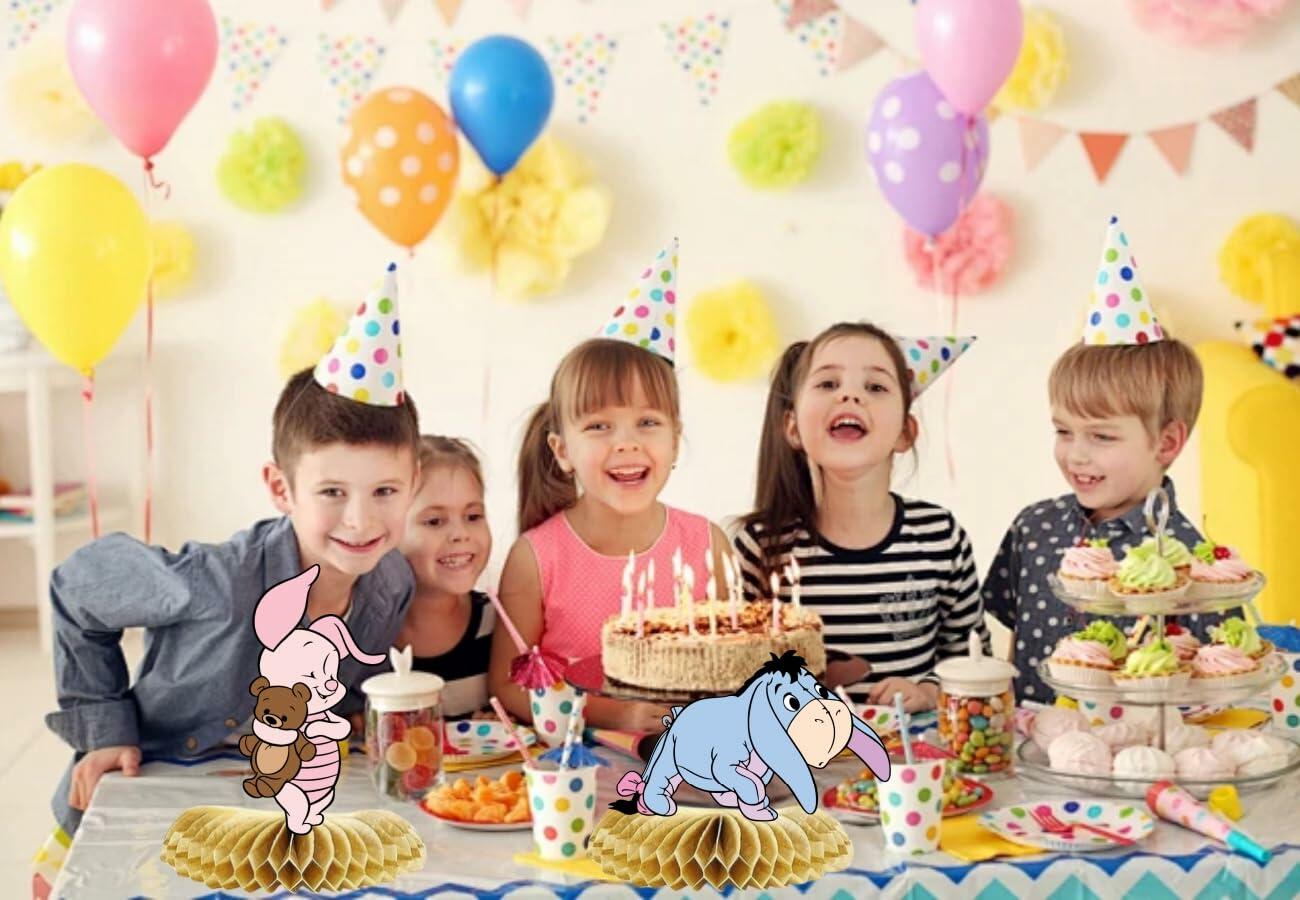 HOTIMO 9PCS Winnie Centerpieces Yellow Paper Honeycomb Birthday Baby Shower