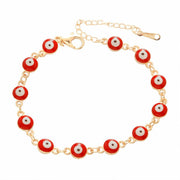 LETAJOY 14k Gold Evil Eye Bracelet Women Red Eyes Rope Chain 8.26"