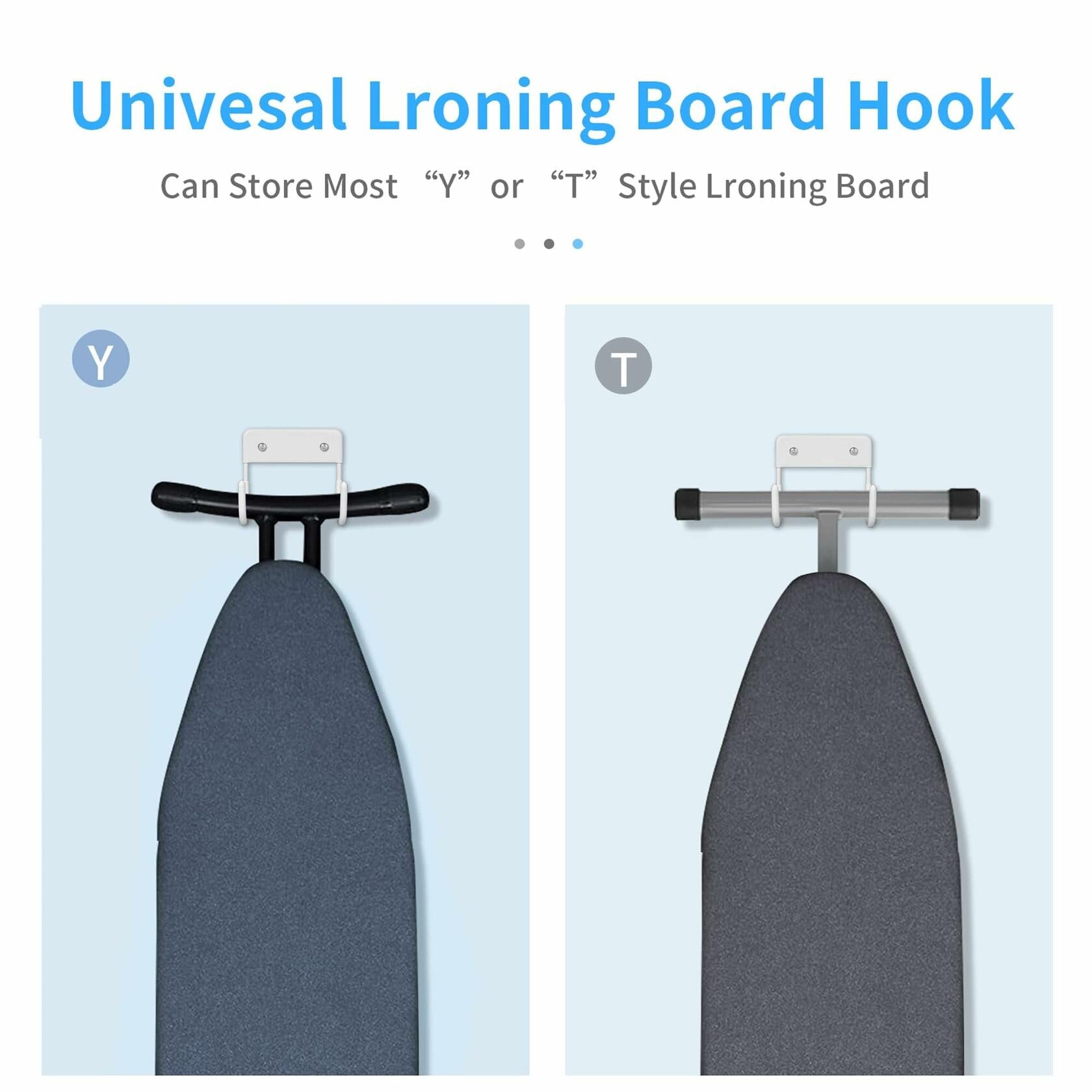 BiJun Ironing Board Holder Wall Mount Hook 5in White Laundry Room