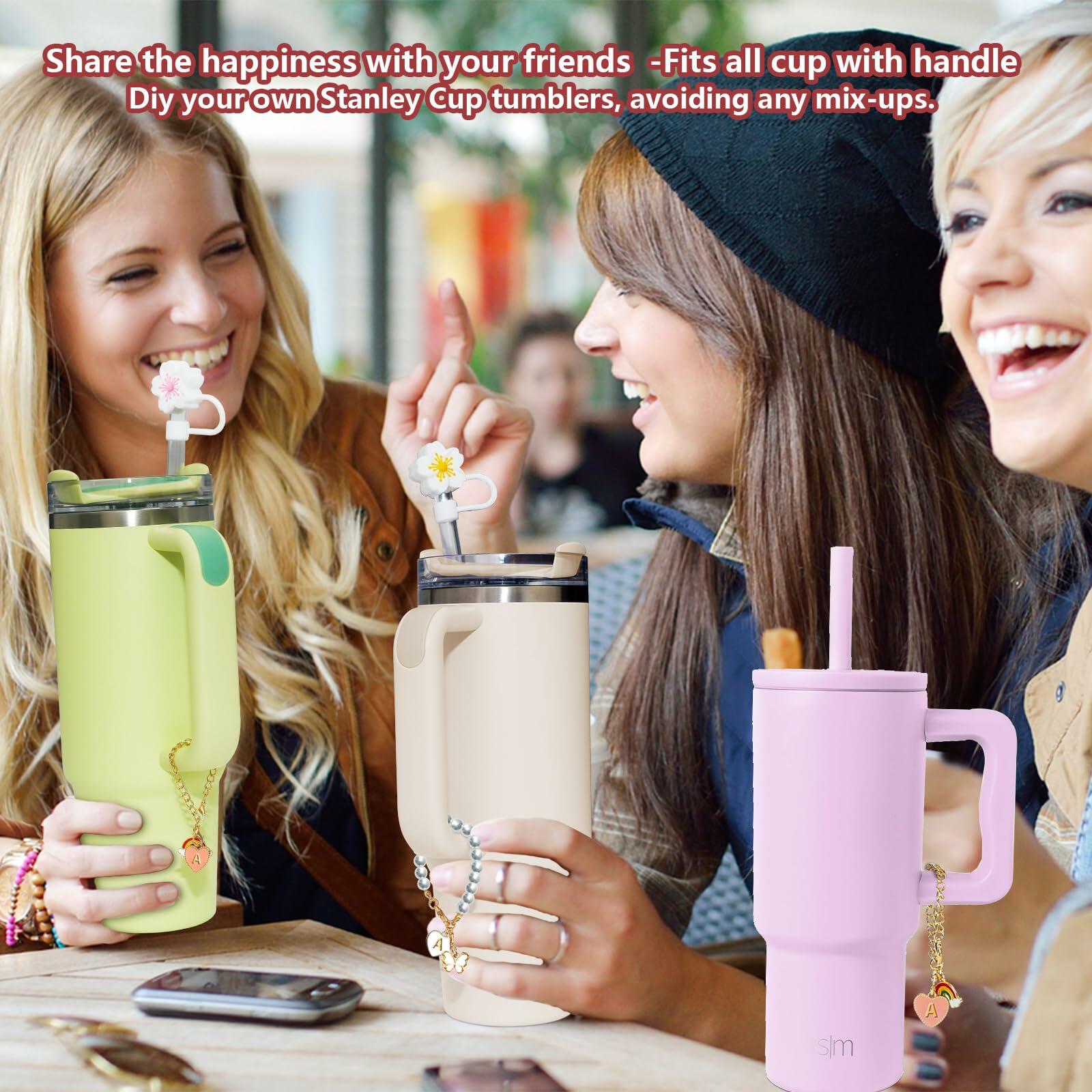 veluvonas Stanley Cup Straw Cover 30&40oz 10mm 2PCS + Letter A Charms